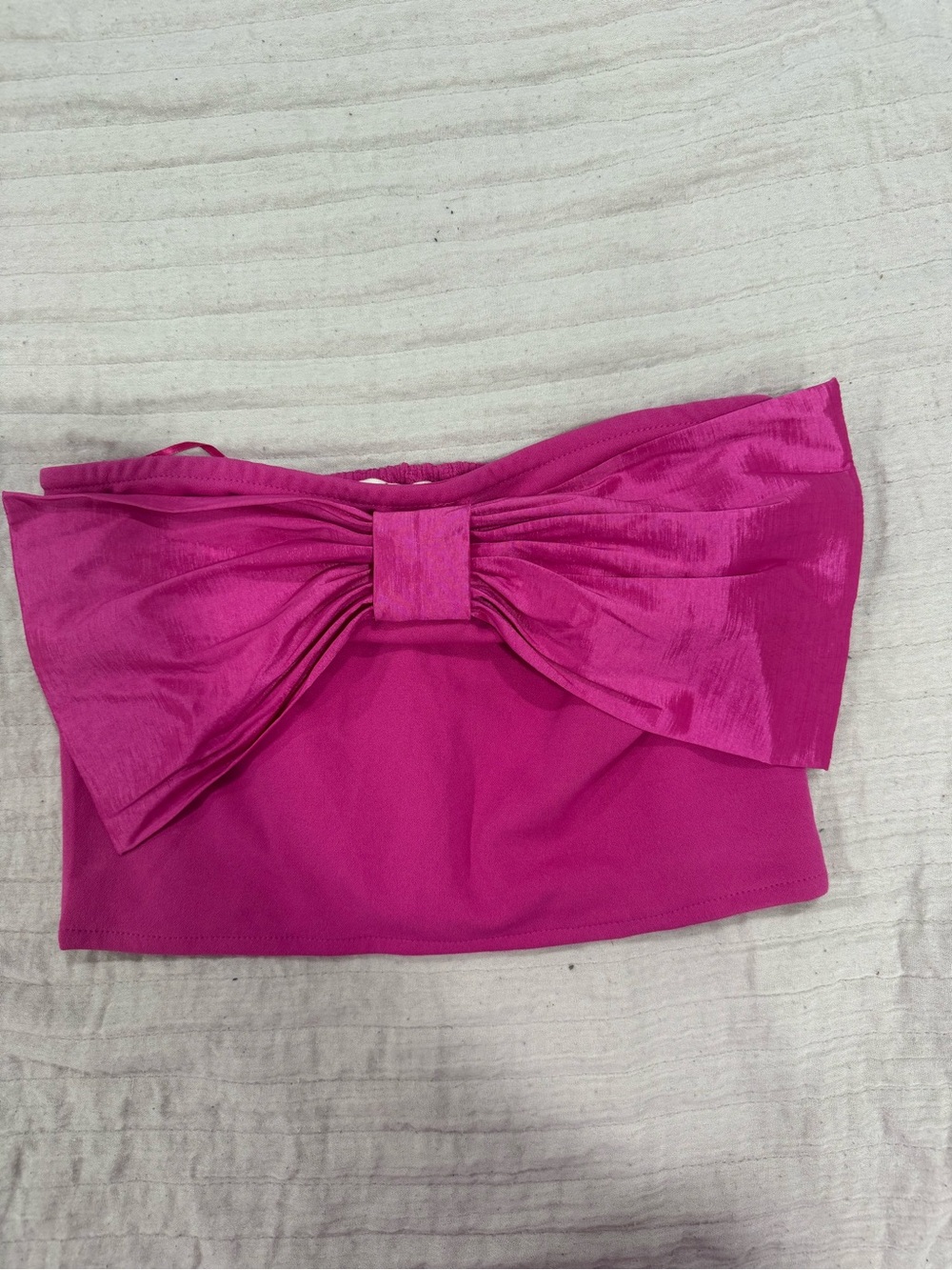 Strapless Bow-Front Crop Top in Fuchsia